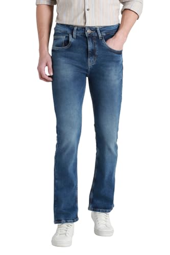 Dennis Lingo MenS Solid Loose Fit Mid Rise Casual Denim Jeans (Dark Blue, 32)