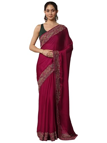 Libas Solid Pure Chiffon Saree For Women (94162P)