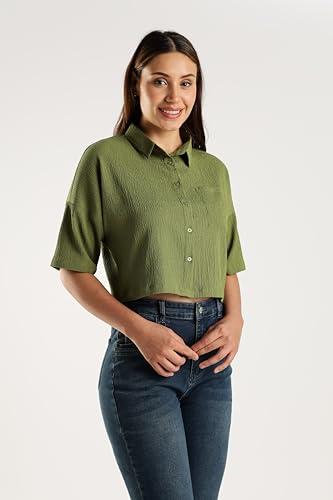 Fyltr WomenS Solid Regular Fit Blouse (Fylss25Wb-1326_Olive Drift