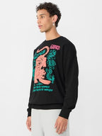 The Souled Store Originals : Indie Tiger Men and Boys Long Sleeves Round Neck Cotton Blend Oversized Sweatshirts Black