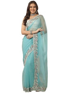 Libas Embroidered Pure Chiffon Saree For Women (94523P)
