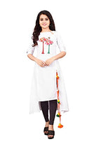 Greciilooks Women Cotton A-Line Regular Fit Kurti (White, Medium)