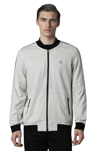Louis Philippe MenS Cotton Blend Shawl Neck Regular Sweatshirt (Lpstargf055096_Medium Blue