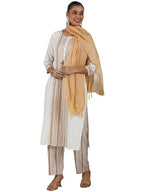 Libas Womens Printed Cotton Blend Straight Kurta With Trousers And Dupatta
