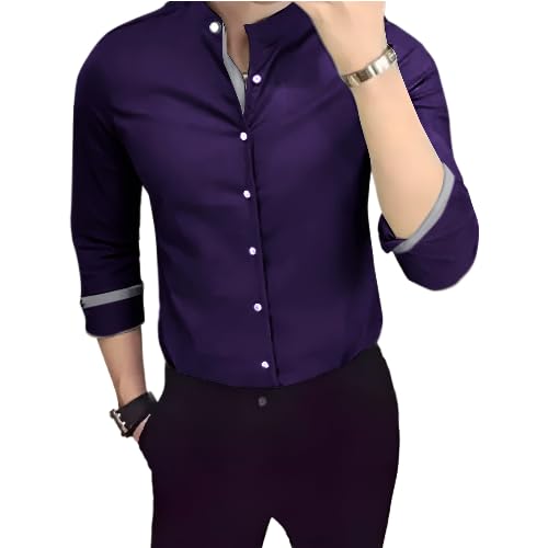 Tee Projekt Mens Shirt Solid Cotton Long Sleeve Button Down Beach l Office l Home (Pack of 1)