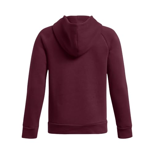 Under Armour Boys Rival Fleece Hoodie, (609) Maroon / / White, Medium