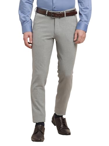 Turtle Men Cotton Stretch Grey Dobby Printed Ultra Slim Fit Formal Trouser