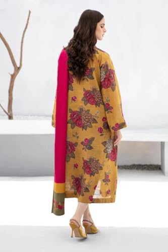 ANNI DESIGNER Womens Rayon Viscose Printed Straight Kurta with Pant & Dupatta (Alim Yellow_S_Yellow_Small)