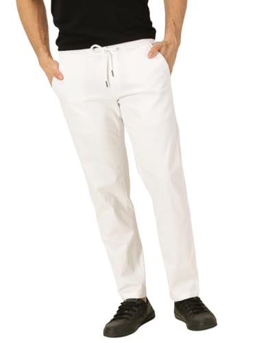 Thomas Scott Men White Smart Easy Wash Chino Trousers (White, 34)