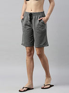 Enamor Essentials Womens Mid Rise Relaxed Fit 100% Cotton Knee Length Shorts Bermuda with Elasticated Waistband and Pockets - E0