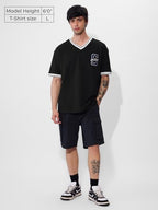 The Souled Store Varsity T-Shirt: Blue Blaze Oversized T-Shirt For Men Boys Cotton Casual Half Sleeves Baggy Loose Fit Drop Shou