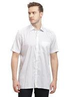 Turtle Men 100% Cotton Regular Fit White Digital Printed Half Sleeve Formal Shirt