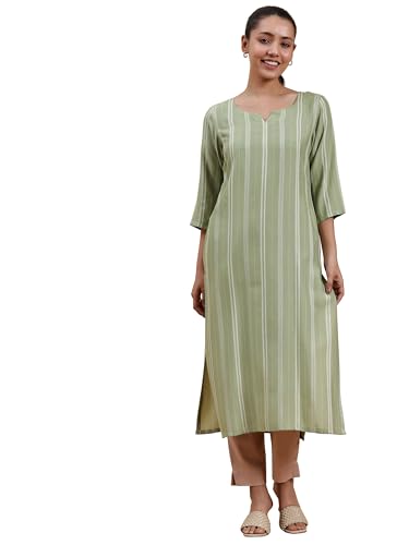 Libas WomenS Viscose Rayon Regular Kurta (29019_Green_M)