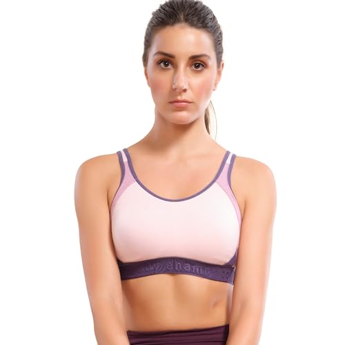 Enamor WomenS Stretch Cotton Wire Free Sb28 Sports Bra Parfait Pink_S