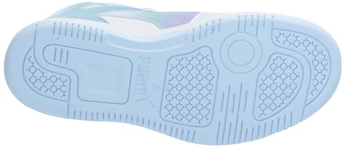 PUMA Kids Rebound Layup Mid Hook and Loop Sneaker, White-Vivid Violet-Turquoise Surf, 5 US Unisex Toddler