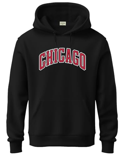 ADRO Men's Cotton Neck Hooded Sweatshirt (H24-CAGO-BL-M_Black)