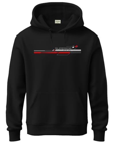 ADRO Men's Cotton Blend Neck Hooded Sweatshirt (H24-RAC-BL_Black