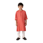 Fabindia Kids Blend Chinese Collar Long Kurta Viscose_6-8Y Coral