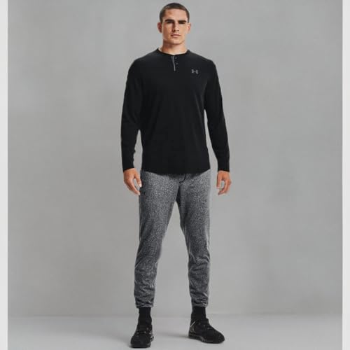 Under Armour Men's Tricot Joggers, Black Full Heather (001)/Black, Small