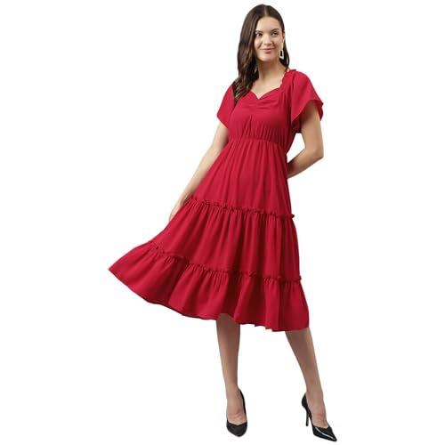 Toochki Kurti For Women | A Line | Flared Anarkali Kurti | Red Western Kurti | Fashion | Kurtis | Rayon Kurti | Midi Length Kurt