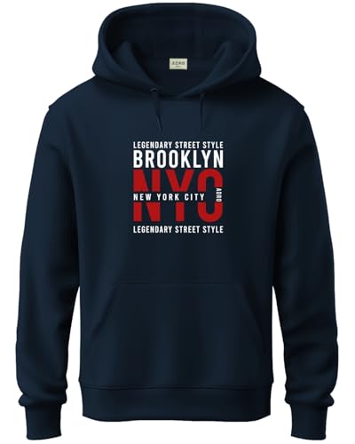 ADRO Hoodies for Men | Printed Hoodie for Men | Cotton Hoodie | Mens Hoodies | Sweatshirt for Men | Hooded Hoodie | H24-NYC-NB-2