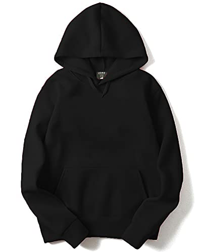 ADRO Men's Fleece Hooded Hoodie (H-M-PLN-BL_Black_XL)