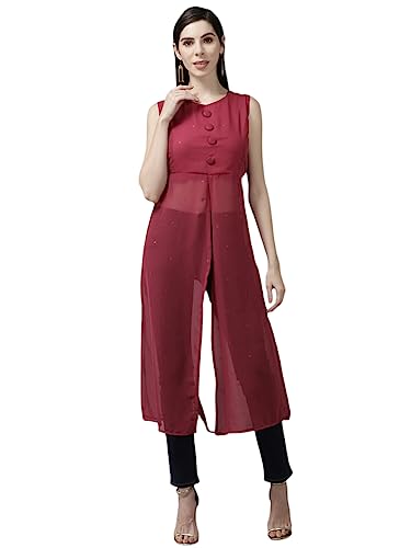 Aarika Womens Rani Color Georgette Solid Top (SP-TP-W-KG-9511-RANI-XXL)