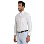 Turtle Men 100% Cotton Regular Fit Solid Full Sleeve Formal Shirt White