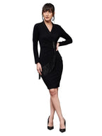 Miss Chase WomenS Collared Neck Full Sleeve Bodycon Knee Length Dress (Mcss25D93-51-335-04, Charcoal Black, M)