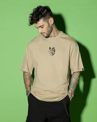 Bewakoof MenS Graphic Printed Oversized T-Shirt_620155_Brown_M