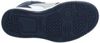 PUMA Rebound Layup Mid Hook and Loop Sneaker, White-Flat Light Gray-Club Navy, 1 US Unisex Little Kid