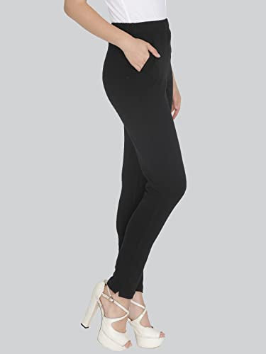Lyra Cotton Strech Pencil Pant For Women | Mid-Waist | Fashionwear Black