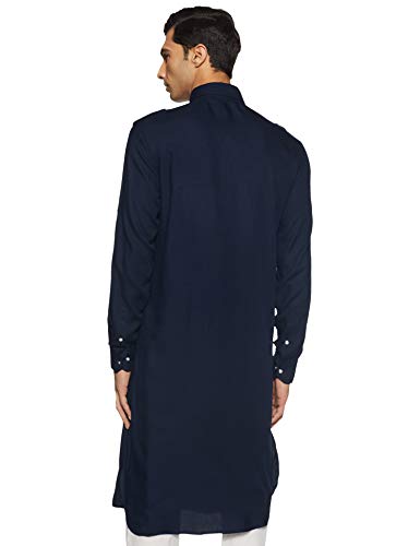 Indo Ink Men'S Cotton Pathan Suit Indo Western Kurta (Icmlf04Sc24L31-3528_Navy_L)