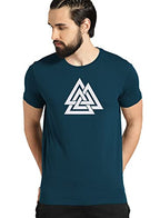 ADRO Triangle Mens Cotton Printed T-Shirt (Steel Blue, L)