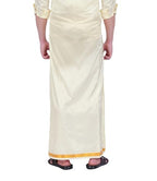 PRAKASAM COTTON Mens Blended Silk type Jari Dhoti/Double dhoti