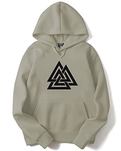 ADRO Men's Cotton Neck Hooded Sweatshirt (H21-M-TKT-CH_Beige_XL)