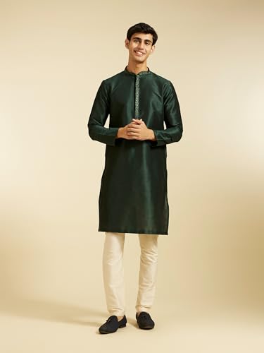 Diwas By Manyavar MenS Art Silk Embroidered Solid Kurta