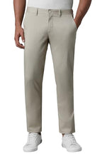 Men Beige Textured Flat Front Casual Trousers