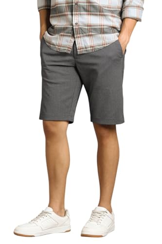 Louis Philippe Men Dark Grey Print Shorts