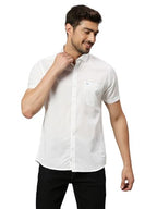 Thomas Scott Mens | Half Sleeve | Solid Plain Color | Slim Fit | Cotton Blend | Spread Collar | Casual | Shirts (White_L)