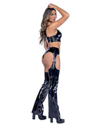 6487 - Vinyl Shorts with Buckled Chaps