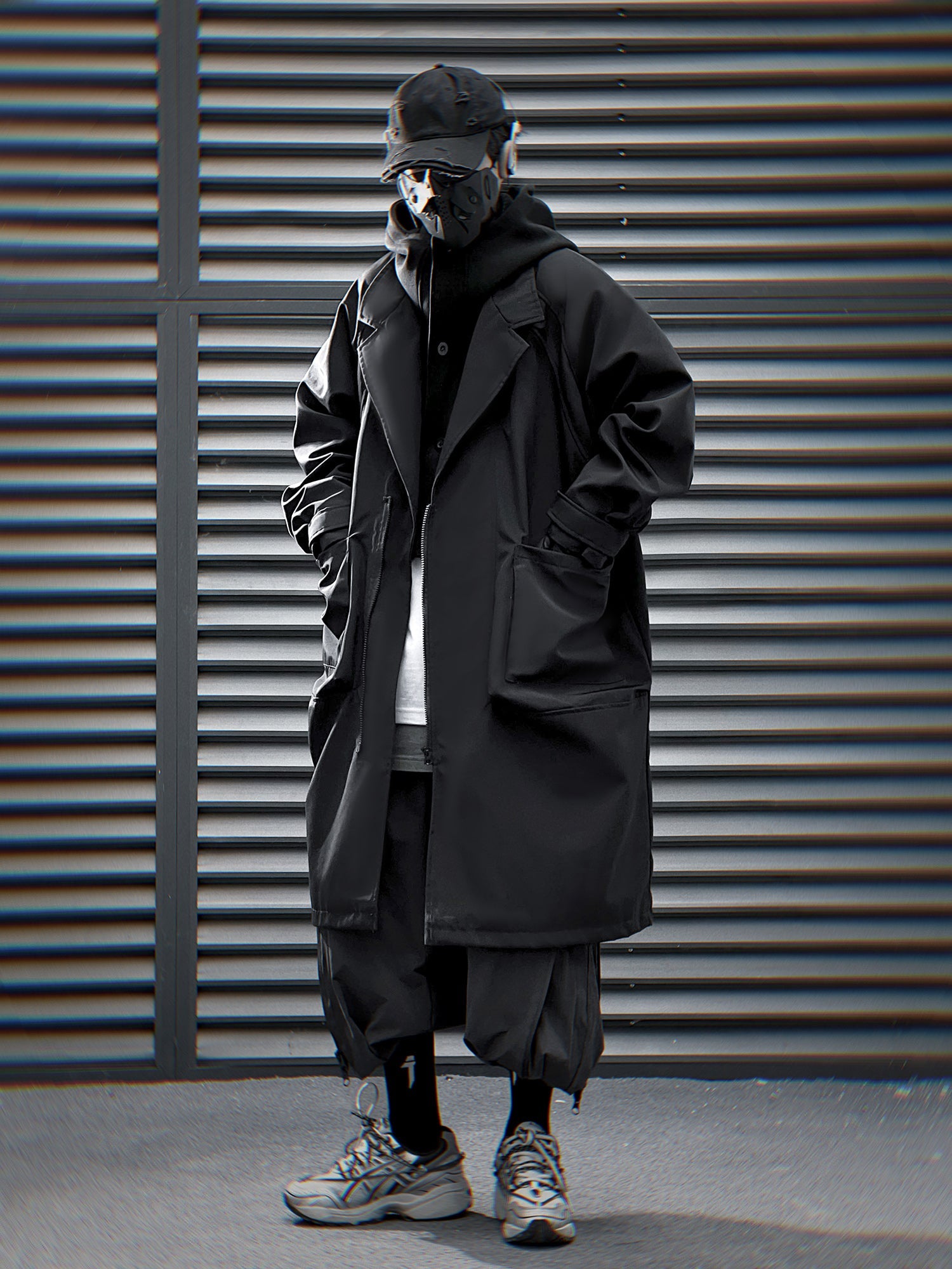 HiJ36 Black Urban Trench Coat