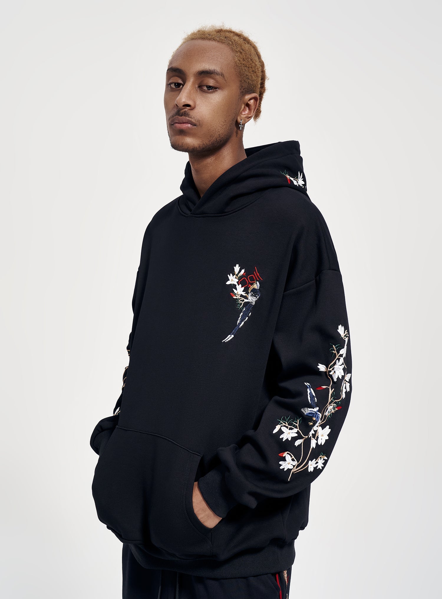KH9083 Flowers Birds Embroidery Hoodie