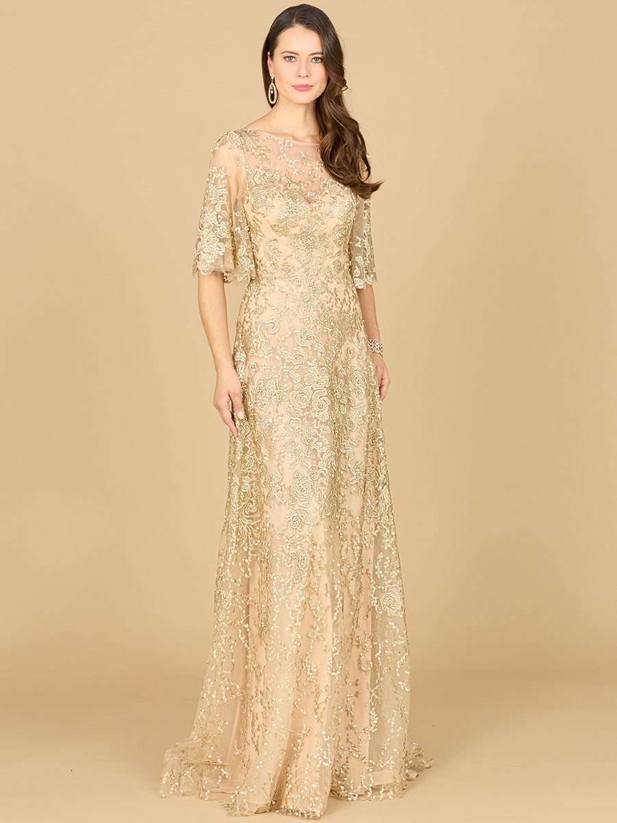 Lara 33277 - Cape Sleeve Mother's Gown