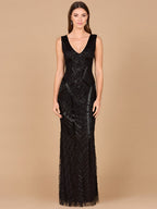 Lara 33552 - Fitted Dress With Tonal Beading