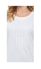 Women's Short Sleeve Pintuck Scoop Neck T-Shirt — 100% Cotton Knit