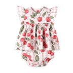 Cherry Picnic Flutter Sleeve Bamboo Skirted Bodysuit 0-3M