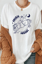 Cosmic Cowboy Space Horse Moon Graphic Tee T-Shirt