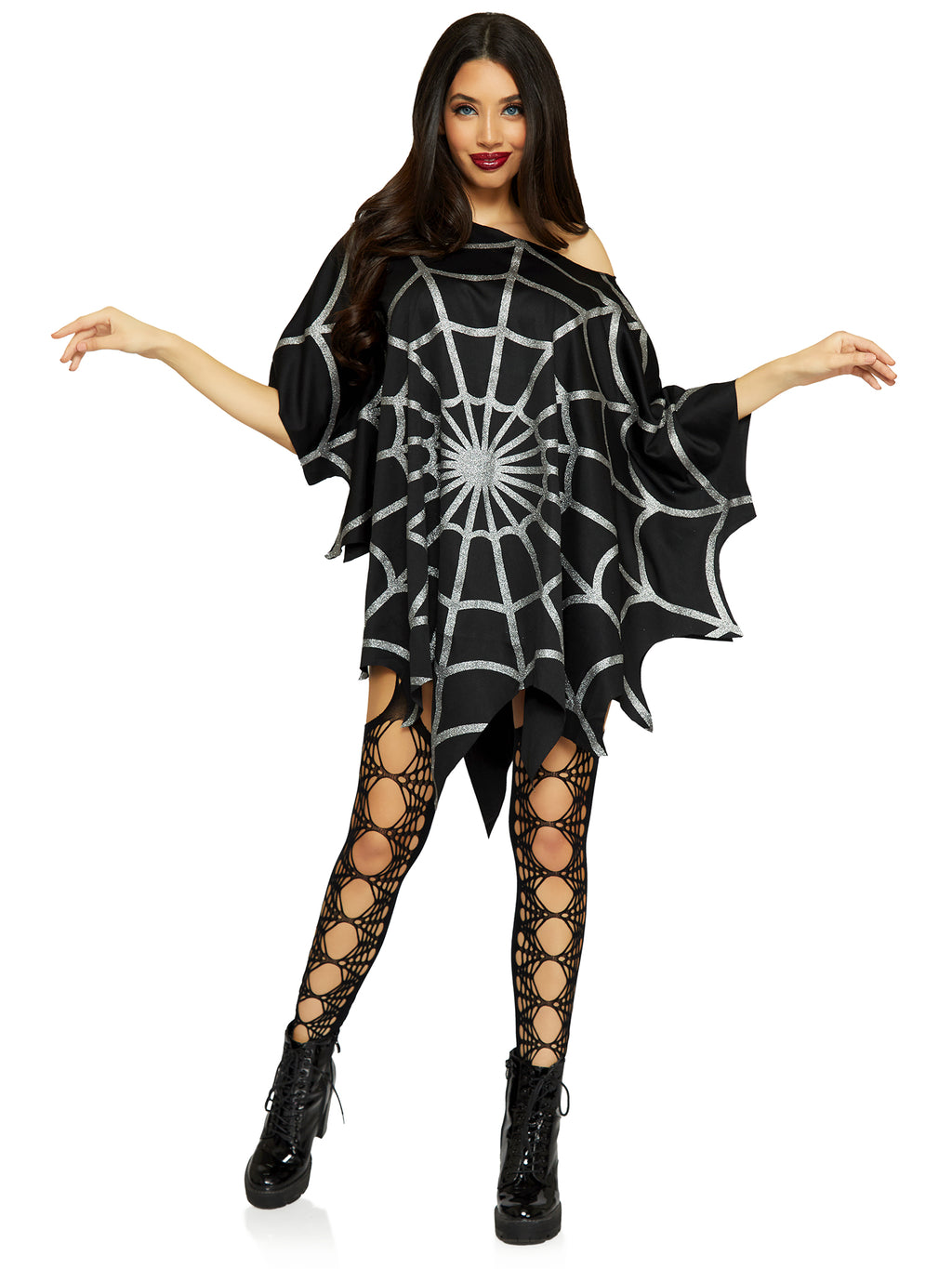 Glitter web poncho