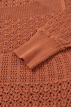 Redwood Burl Mixed Pattern Knitted Open Front Plus Cardigan